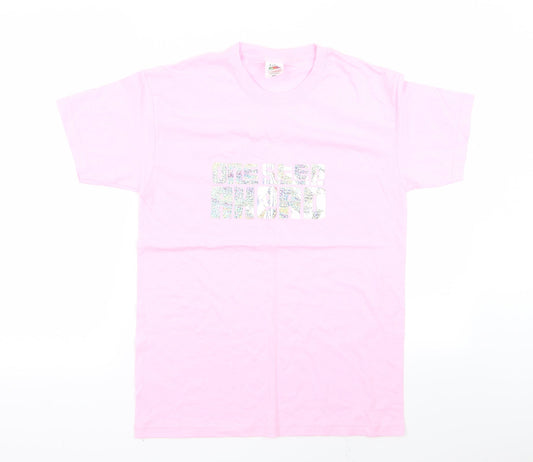 Womens UK Size S Fruit of the Loom Pink Basic T-Shirt