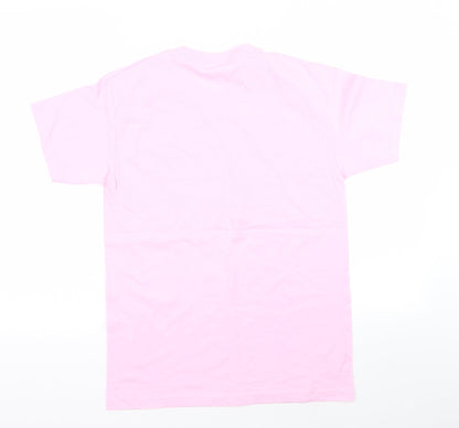 Womens UK Size S Fruit of the Loom Pink Basic T-Shirt