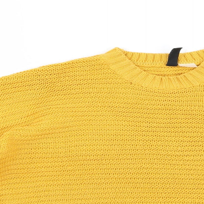 Divided Womens Yellow   Pullover Jumper Size S