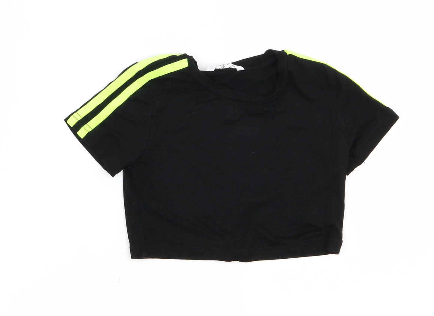 she in Girls Black   Cropped T-Shirt Size 7 Years