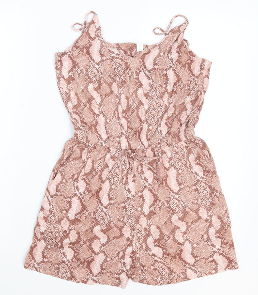 H&M Womens Beige Animal Print  Jumpsuit One-Piece Size XS L3 in