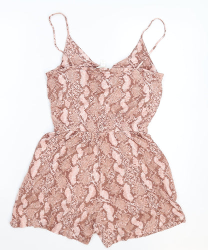 H&M Womens Beige Animal Print  Jumpsuit One-Piece Size XS L3 in