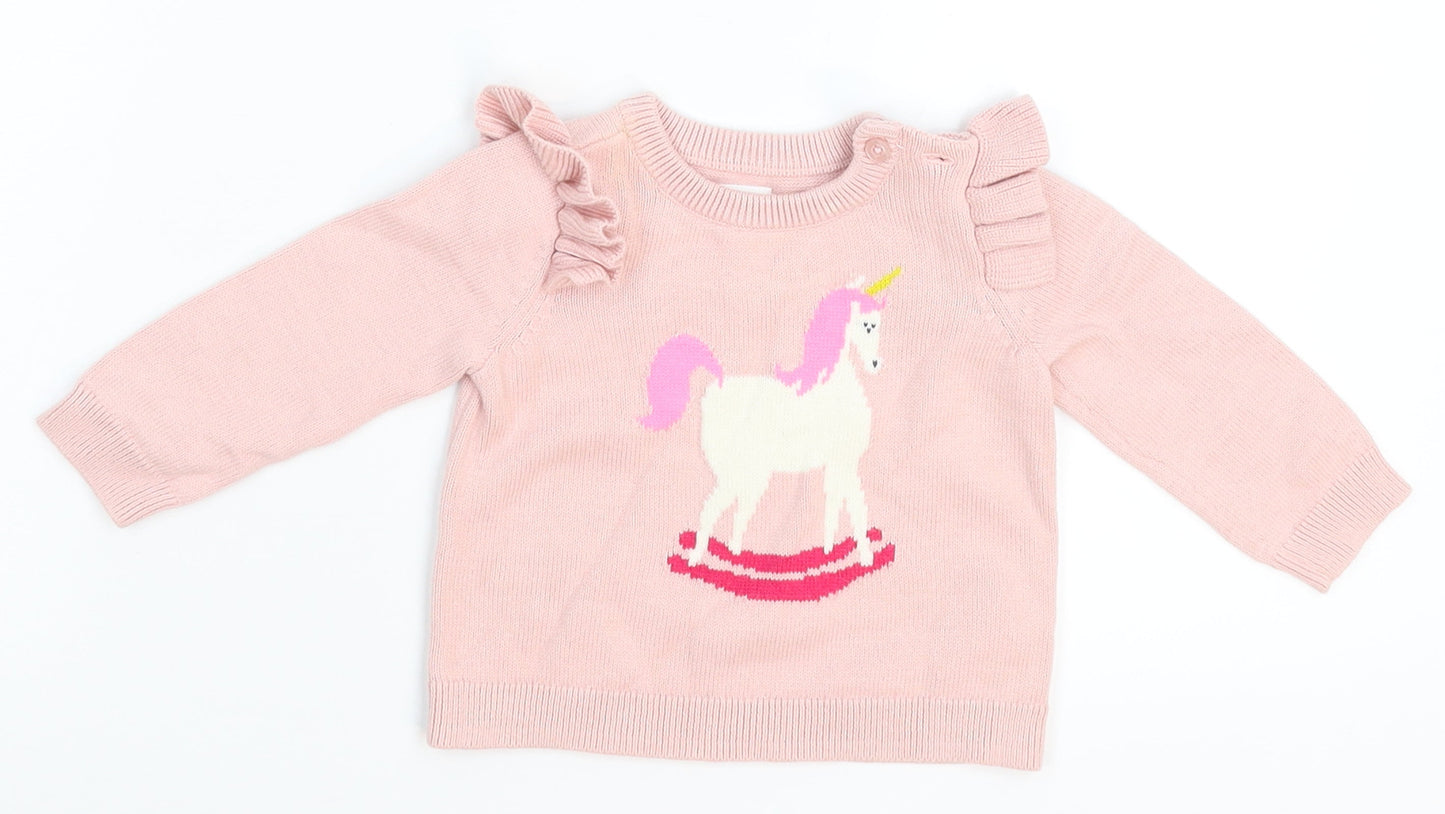 Gap Girls Pink  Knit Pullover Jumper Size 3-6 Months