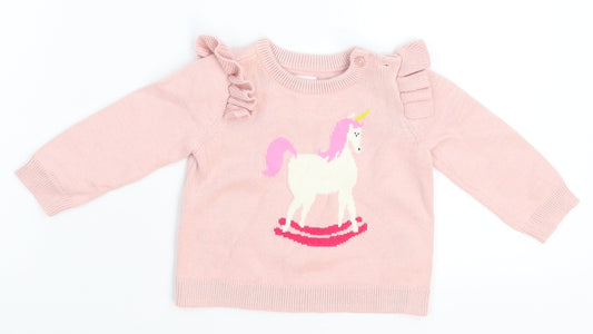 Gap Girls Pink  Knit Pullover Jumper Size 3-6 Months