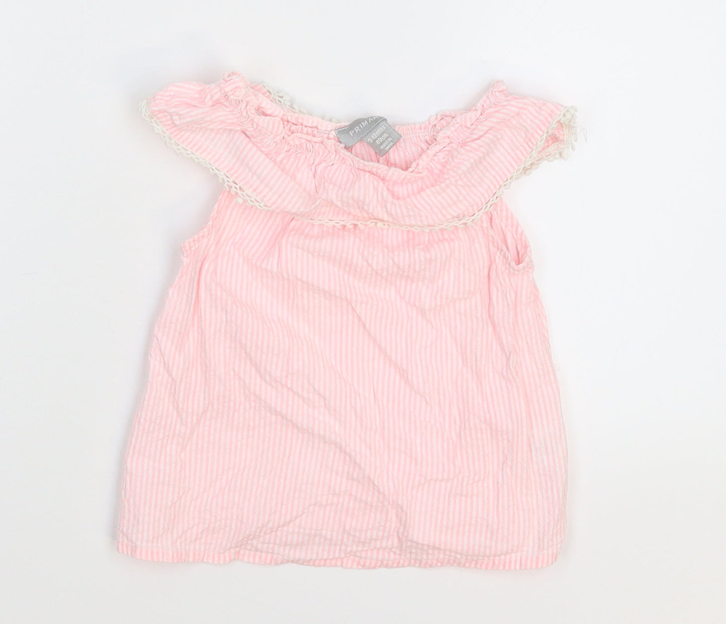 Primark Girls Pink Striped  Basic T-Shirt Size 9-12 Months