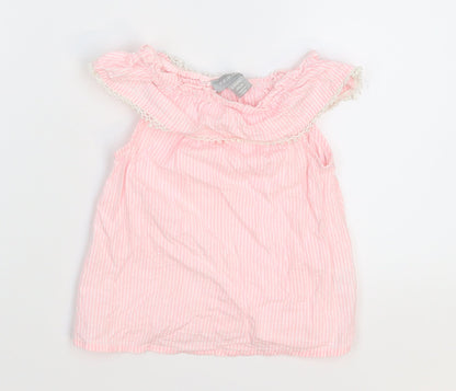 Primark Girls Pink Striped  Basic T-Shirt Size 9-12 Months