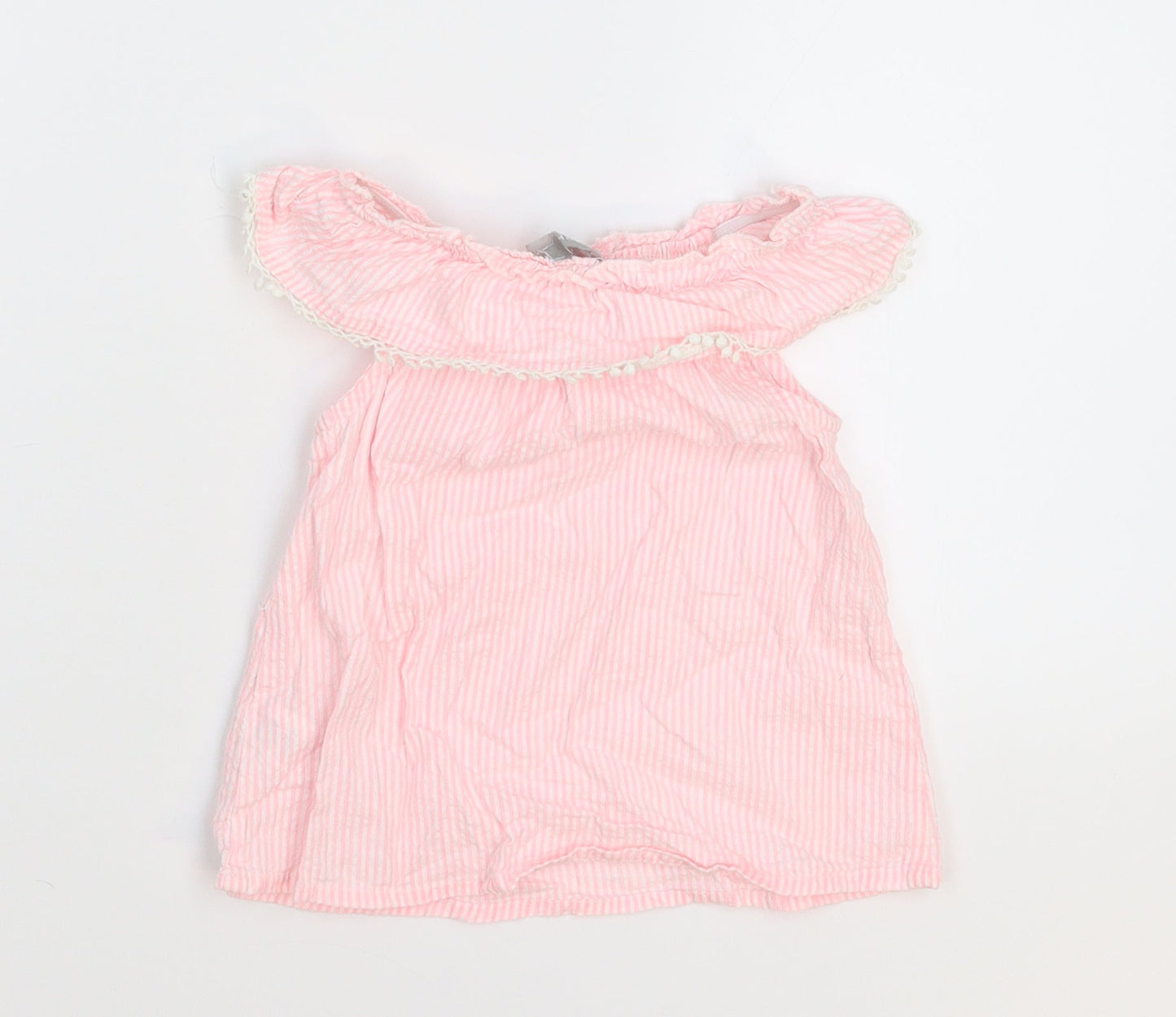 Primark Girls Pink Striped  Basic T-Shirt Size 9-12 Months