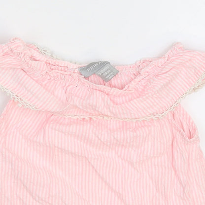 Primark Girls Pink Striped  Basic T-Shirt Size 9-12 Months