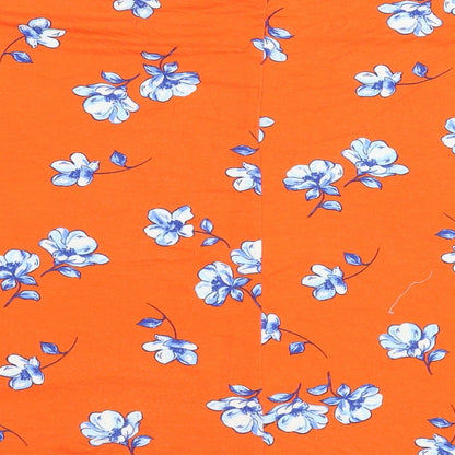 New Look Womens Orange Floral  Basic T-Shirt Size 16