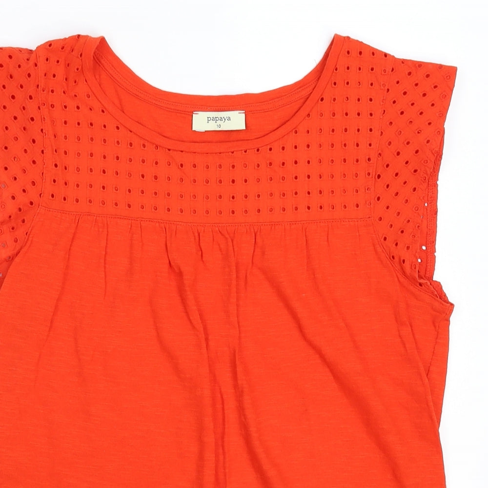 Papaya Womens Orange   Basic T-Shirt Size 10