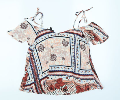 Topshop Womens Red Floral  Basic Blouse Size 6