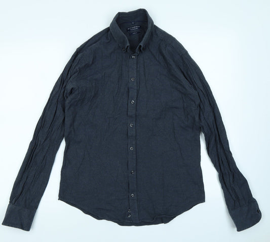 Mens UK Collar Size S Gino Marcello Smart Blue  Dress Shirt