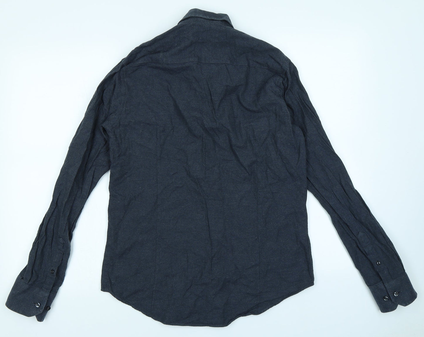 Mens UK Collar Size S Gino Marcello Smart Blue  Dress Shirt
