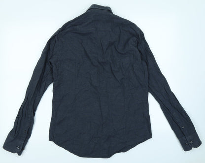 Mens UK Collar Size S Gino Marcello Smart Blue  Dress Shirt