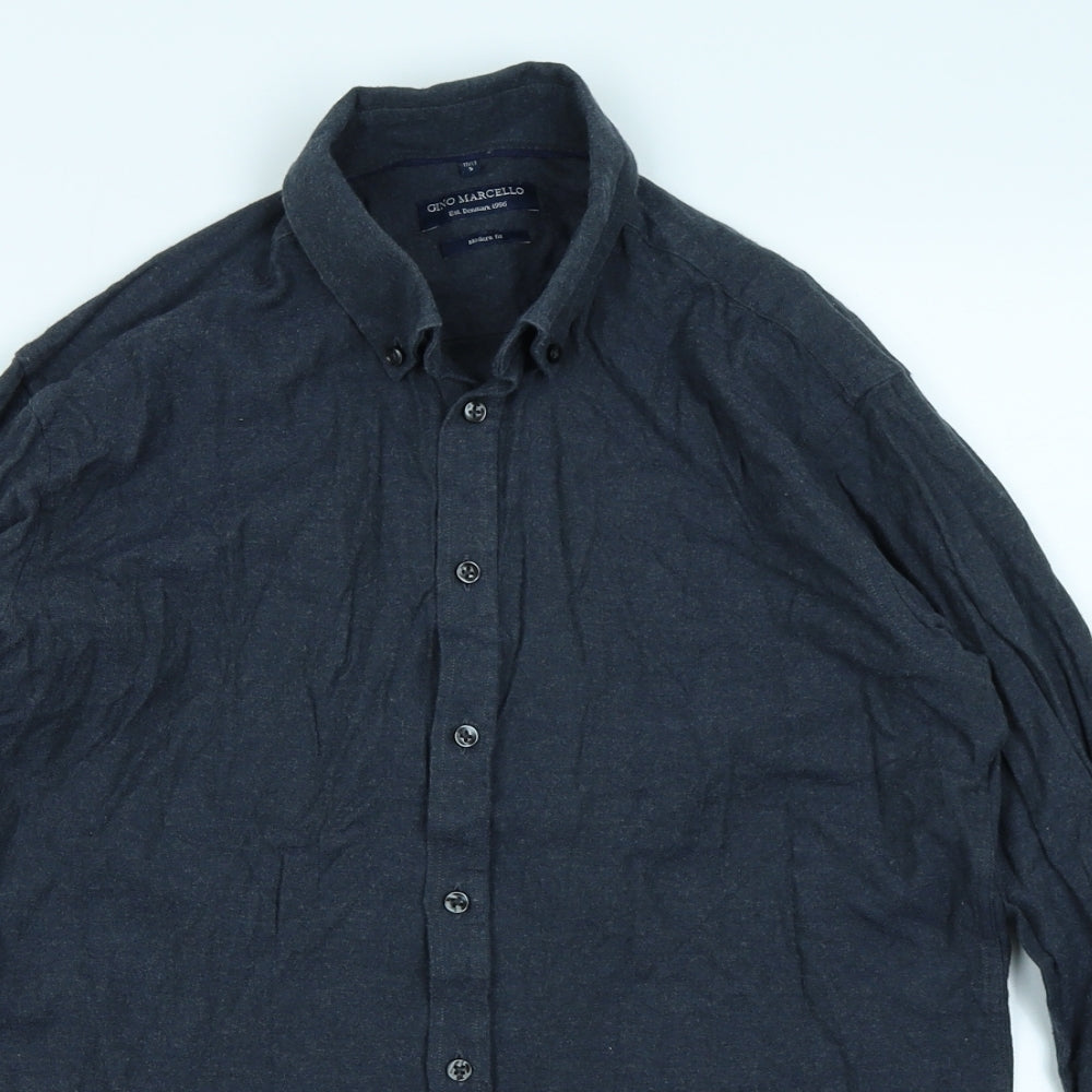 Mens UK Collar Size S Gino Marcello Smart Blue  Dress Shirt