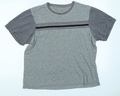 F&F Mens Grey Colourblock   T-Shirt Size L