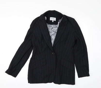 NEXT Womens Black Striped  Jacket Suit Jacket Size 12