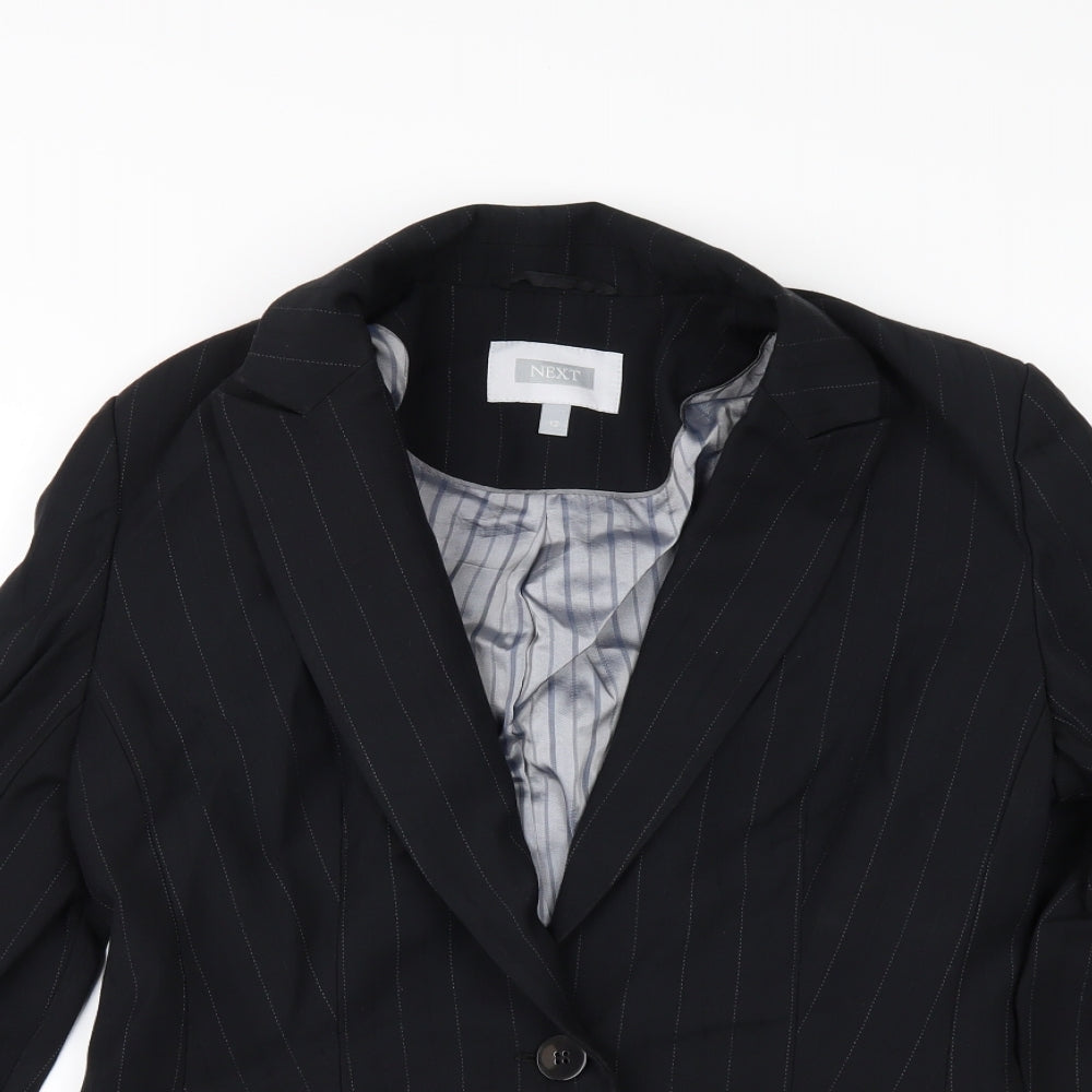 NEXT Womens Black Striped  Jacket Suit Jacket Size 12