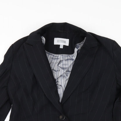 NEXT Womens Black Striped  Jacket Suit Jacket Size 12