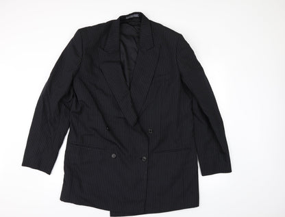 cerrti de la 191 Mens Black Striped  Jacket Suit Jacket Size 42