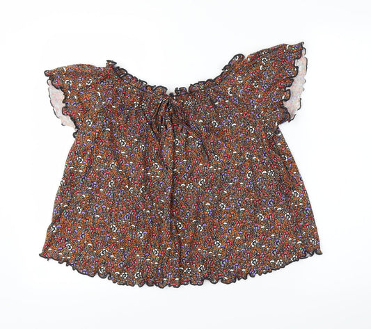 Primark Womens Orange Floral  Basic Blouse Size M