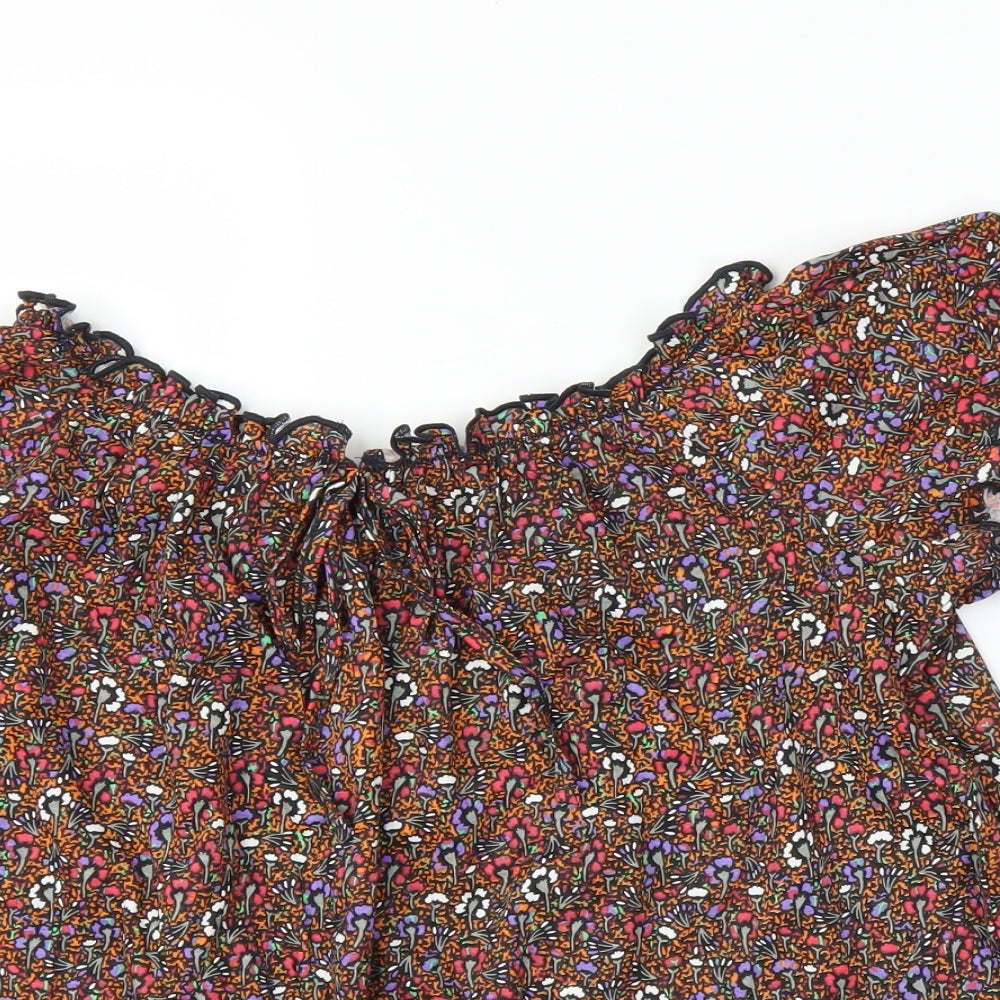 Primark Womens Orange Floral  Basic Blouse Size M