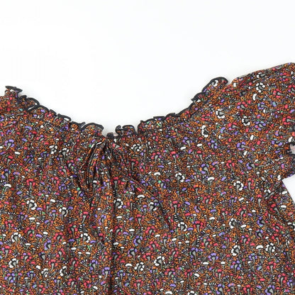 Primark Womens Orange Floral  Basic Blouse Size M