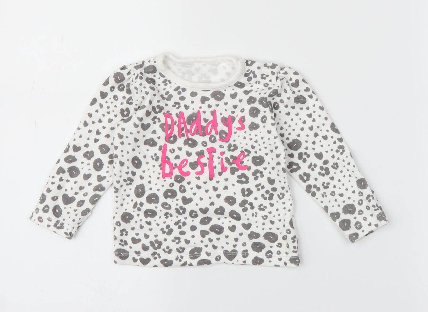 George Girls White Animal Print  Basic T-Shirt Size 3-6 Months