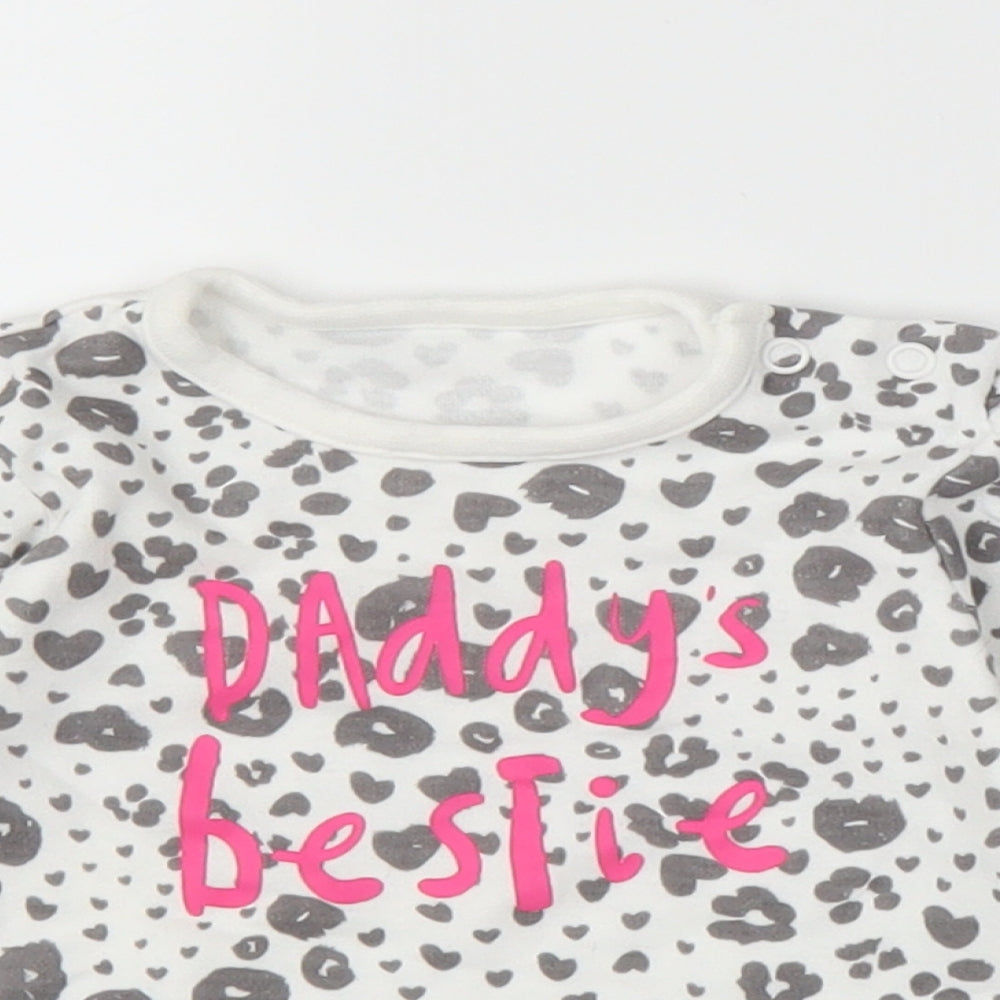 George Girls White Animal Print  Basic T-Shirt Size 3-6 Months