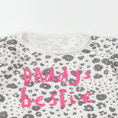 George Girls White Animal Print  Basic T-Shirt Size 3-6 Months
