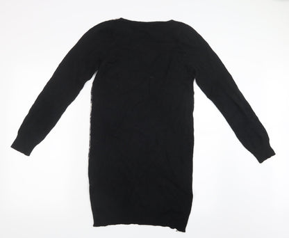 Marks and Spencer Womens Black Geometric Knit Pullover Jumper Size 12