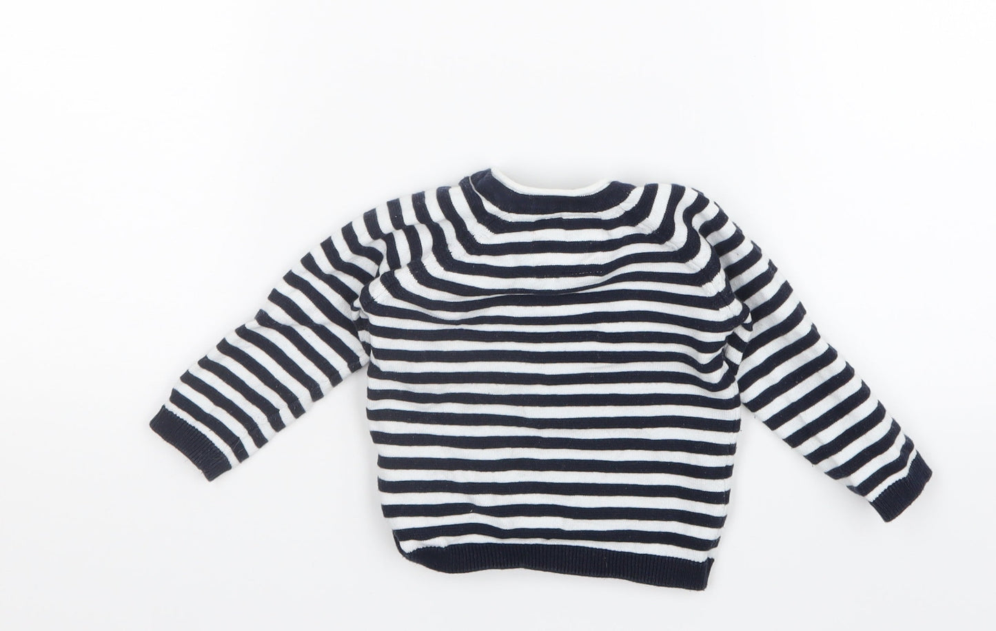 F&F Boys Blue Striped Knit Pullover Jumper Size 3-6 Months
