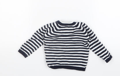 F&F Boys Blue Striped Knit Pullover Jumper Size 3-6 Months