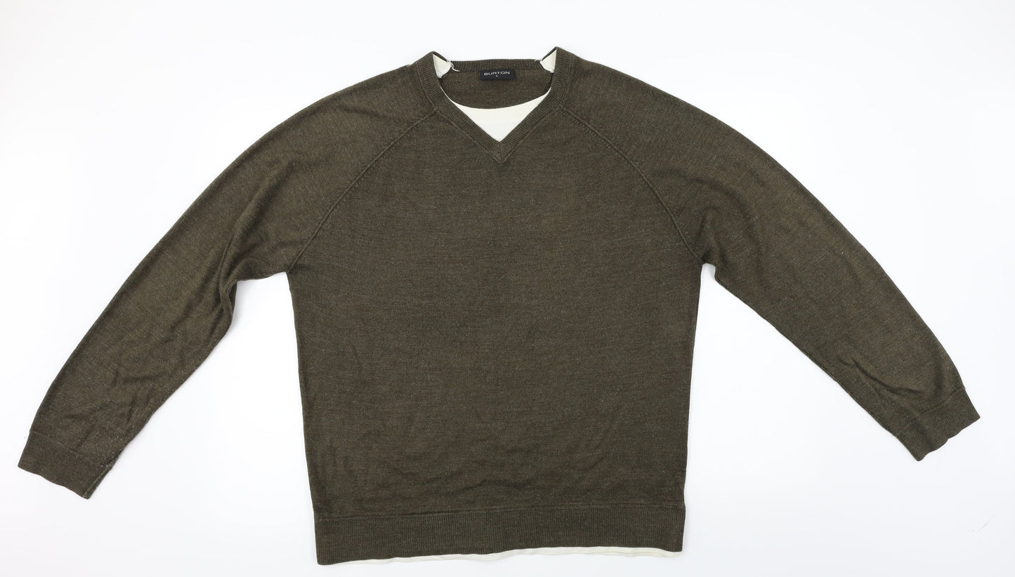 Mens UK Size L Burton Grey Pullover Jumper