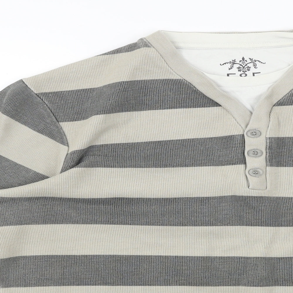 F&F Mens Beige Striped  Pullover Jumper Size S