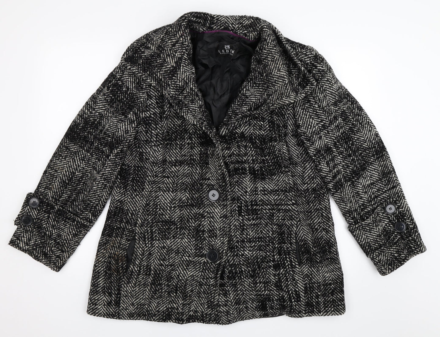 Barbara Lebek Womens Black   Overcoat Coat Size 16