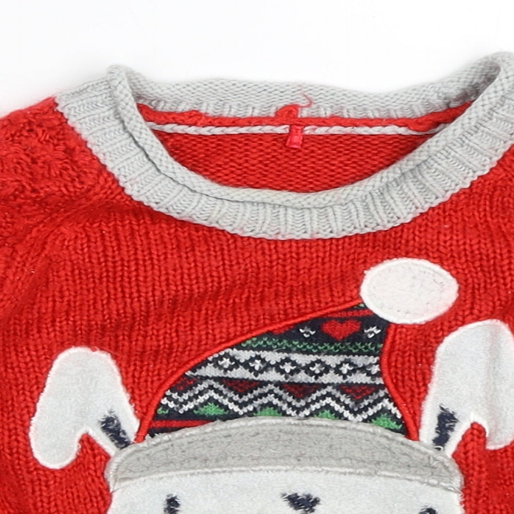 George Boys Red   Pullover Jumper Size 9-12 Months  - christmas