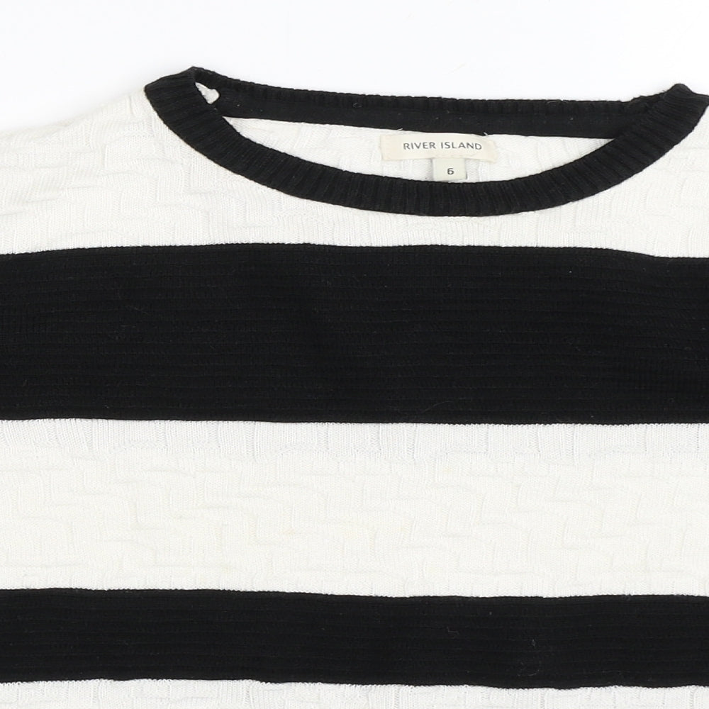 River Island Womens Black Striped  Pullover Jumper Size 6