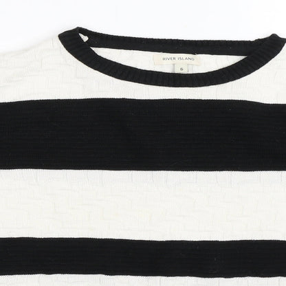 River Island Womens Black Striped  Pullover Jumper Size 6