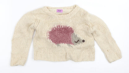 F&F Girls Beige   Pullover Jumper Size 12-18 Months