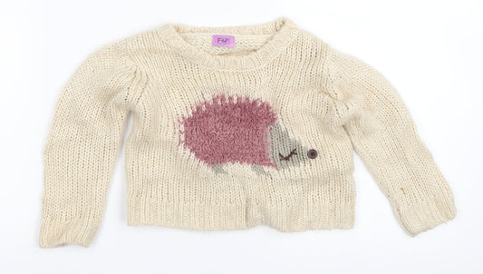 F&F Girls Beige   Pullover Jumper Size 12-18 Months