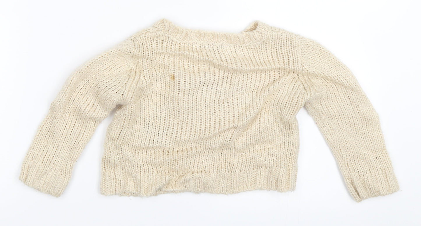 F&F Girls Beige   Pullover Jumper Size 12-18 Months
