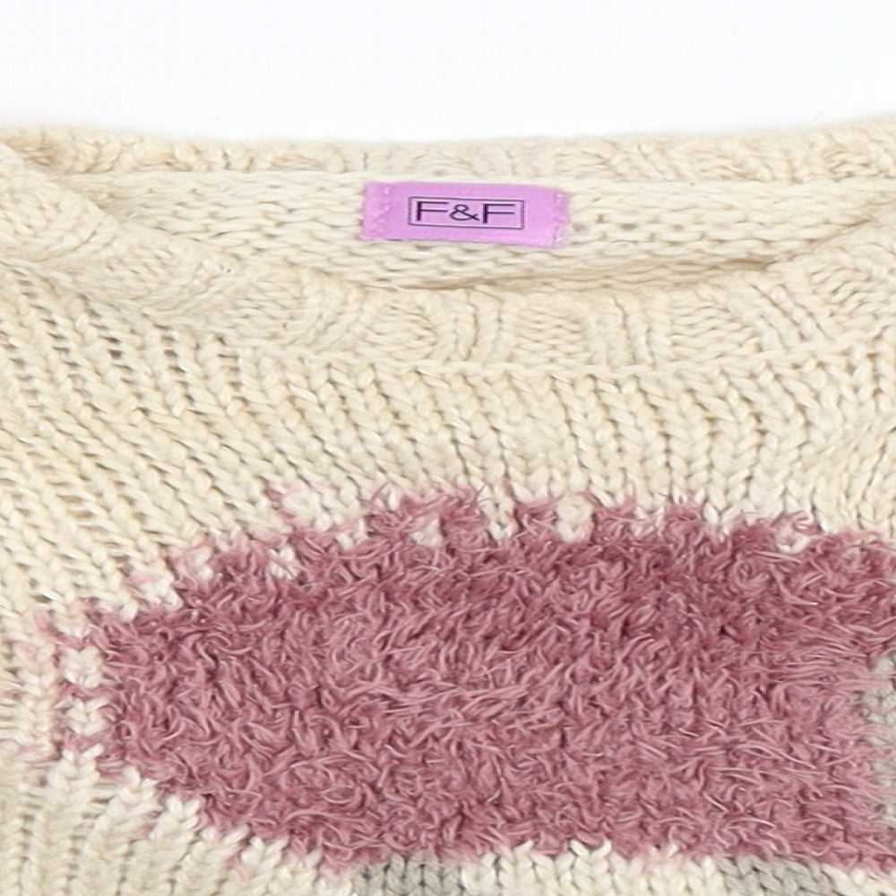 F&F Girls Beige   Pullover Jumper Size 12-18 Months