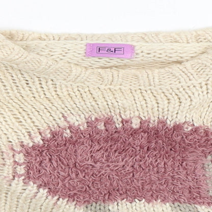 F&F Girls Beige   Pullover Jumper Size 12-18 Months