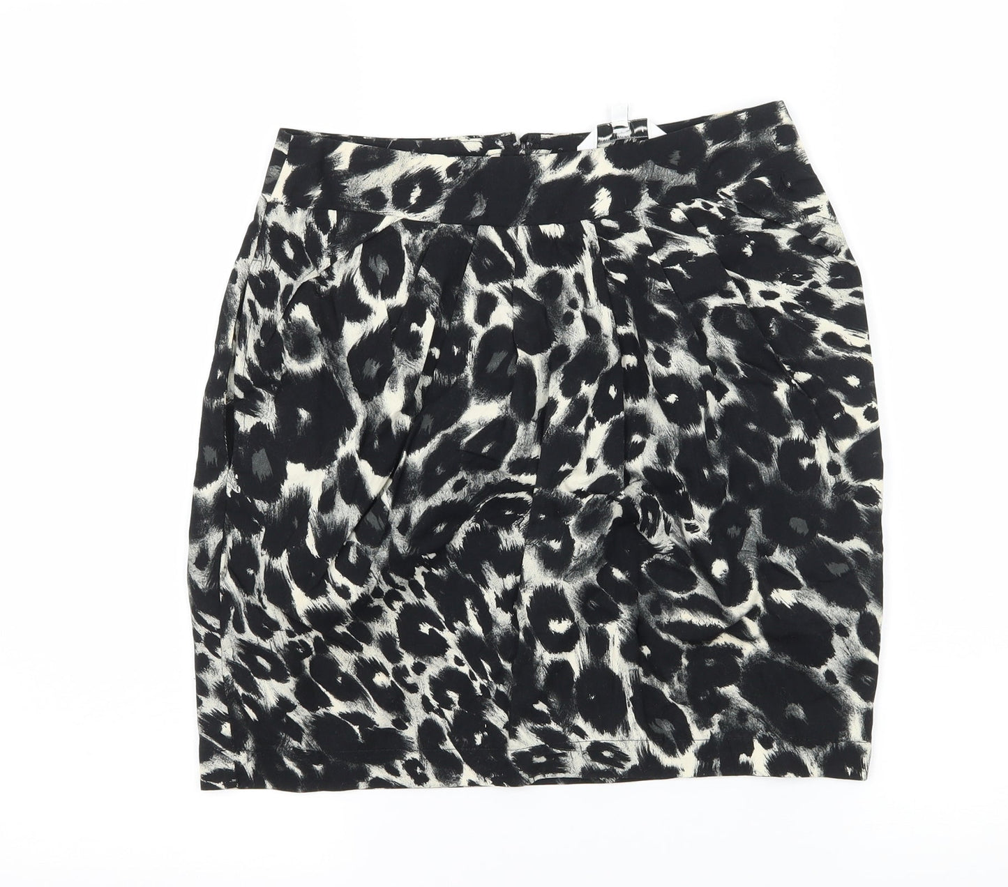 New Look Womens Black Geometric Jersey A-Line Skirt Size 8