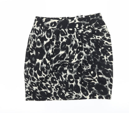 New Look Womens Black Geometric Jersey A-Line Skirt Size 8