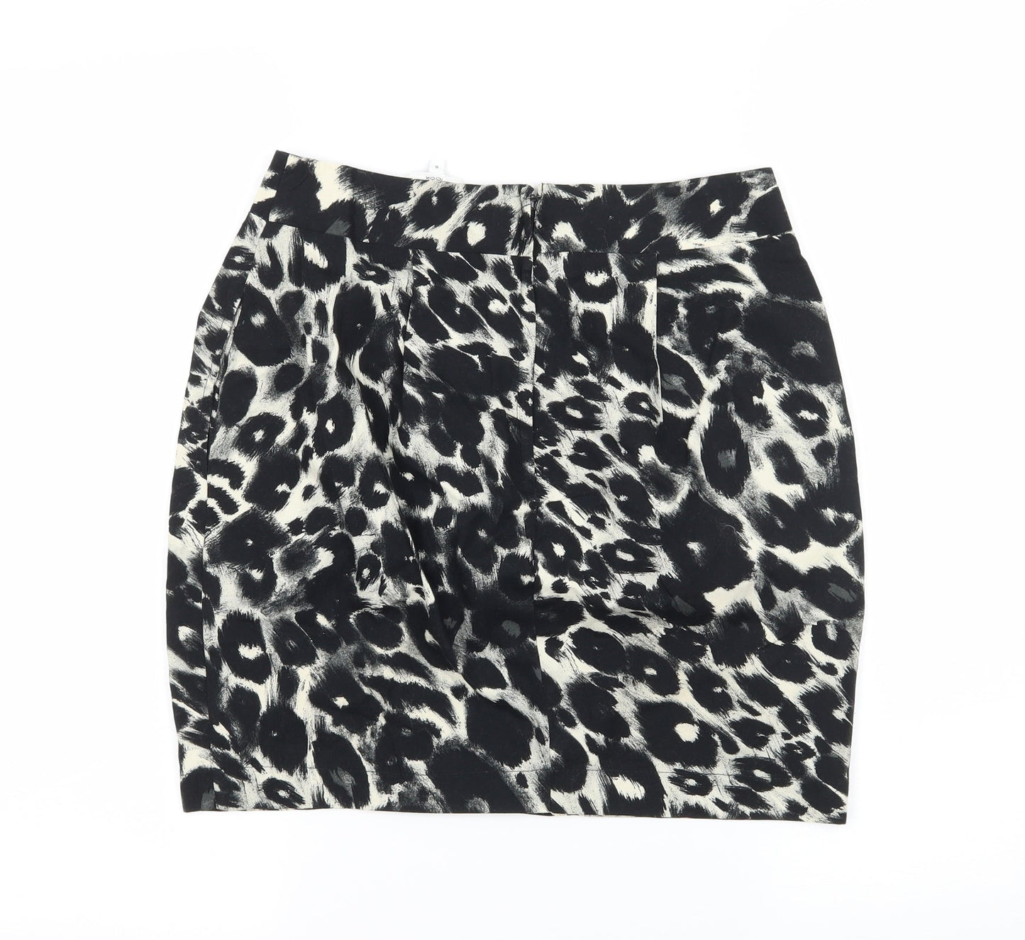 New Look Womens Black Geometric Jersey A-Line Skirt Size 8