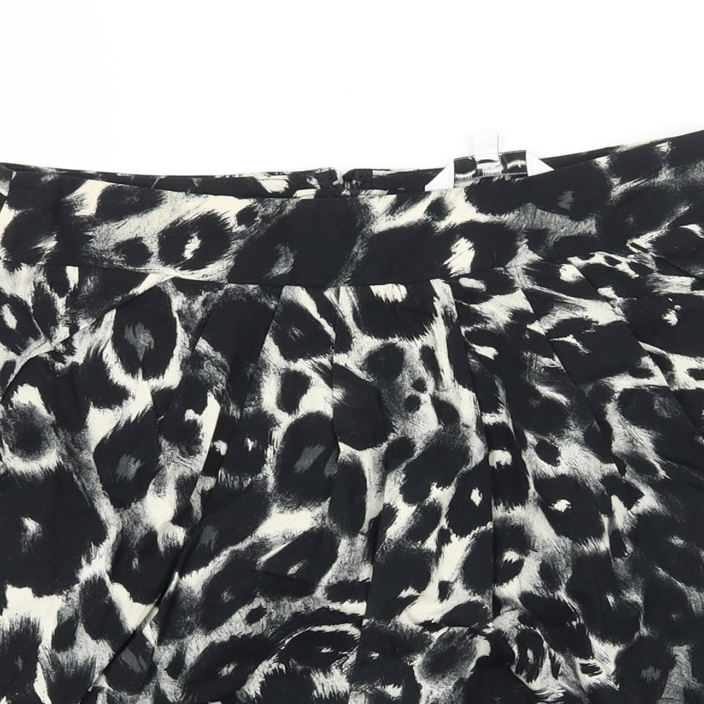 New Look Womens Black Geometric Jersey A-Line Skirt Size 8