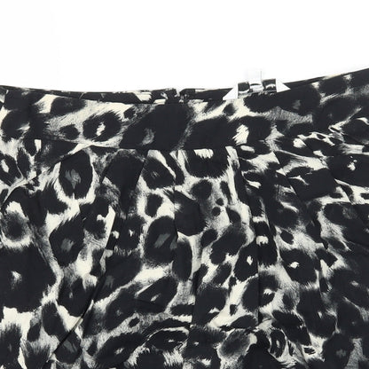 New Look Womens Black Geometric Jersey A-Line Skirt Size 8