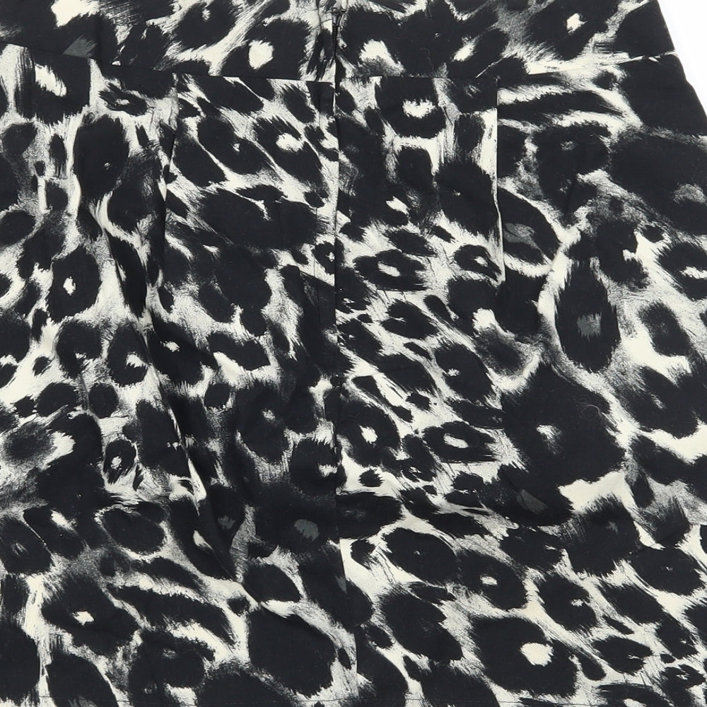 New Look Womens Black Geometric Jersey A-Line Skirt Size 8